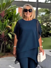 Marineblaues Blusen und Hosenset