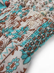 Langes Kleid mit Fransen aus Chiffon und Druck