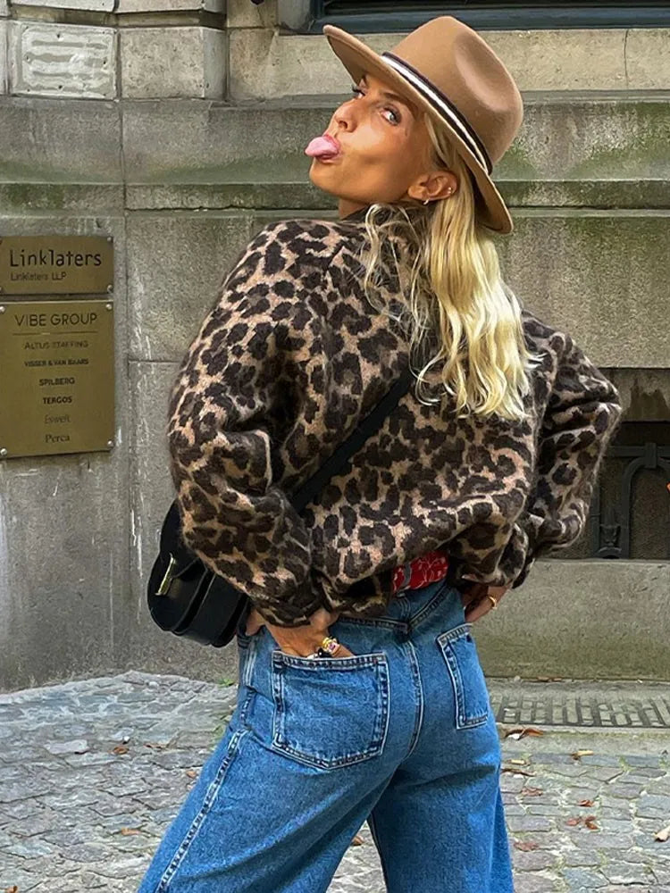 Leoparden Damen Strickjacke
