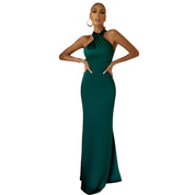 Satin Meerjungfrau Neckholder Abendkleid