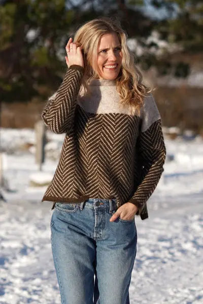 Dory Zweifarbiger Rollkragenpullover aus Baumwolle Sedore