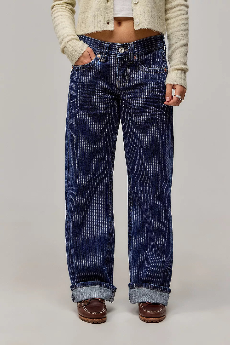 Nadelstreifen Low Waist Jeans