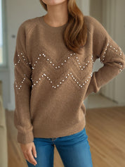 Damen Pullover mit Perlendetails