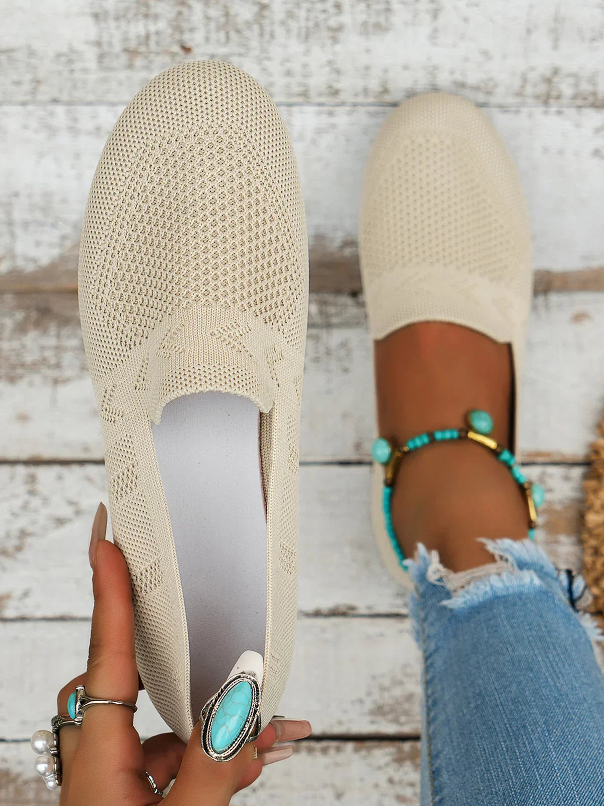 Atmungsaktive Flache Schlupfschuhe