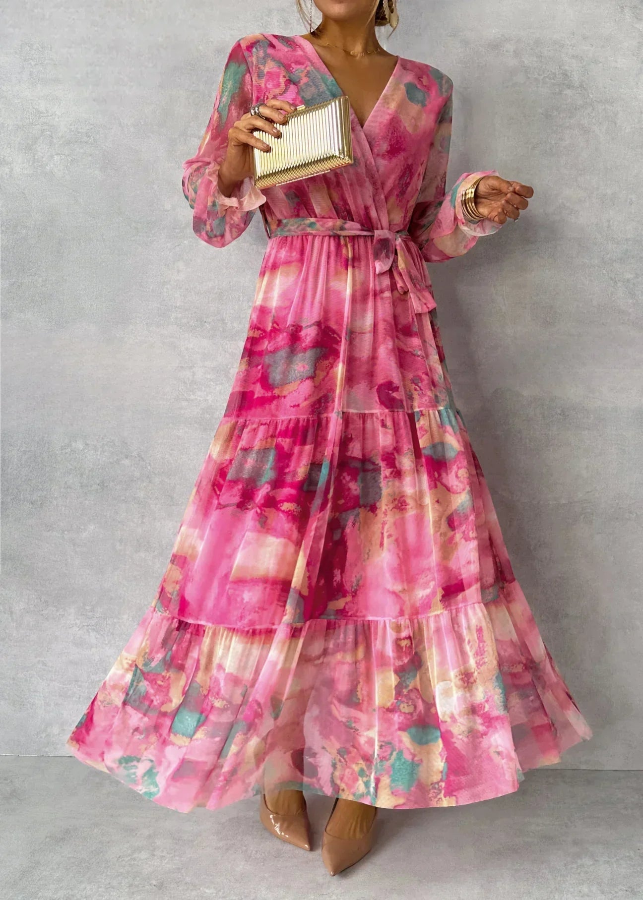 Florales Wickel Maxikleid