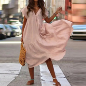 Maxi-Blusenkleid mit V-Ausschnitt und Rüschen