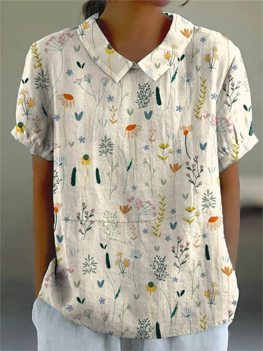 Elegante Bluse mit Wildblumenmuster
