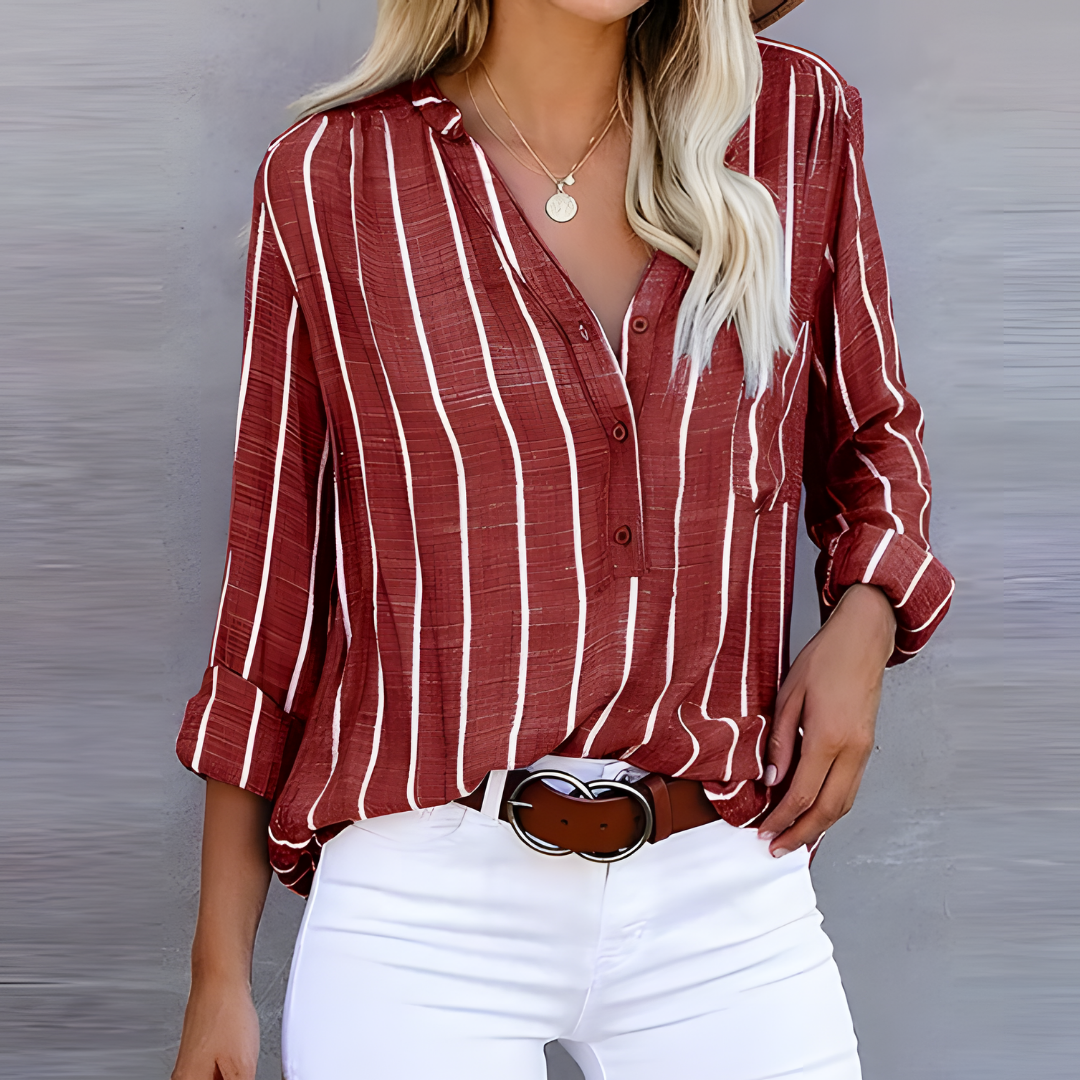 Moderne gestreifte Damenbluse mit Stil