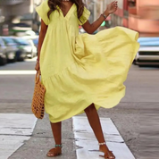 Maxi-Blusenkleid mit V-Ausschnitt und Rüschen