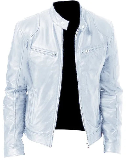 Stilvolle Biker Herren Lederjacke