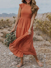Damen Elegantes Rüschenkleid