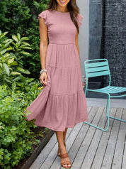 Damen Elegantes Rüschenkleid