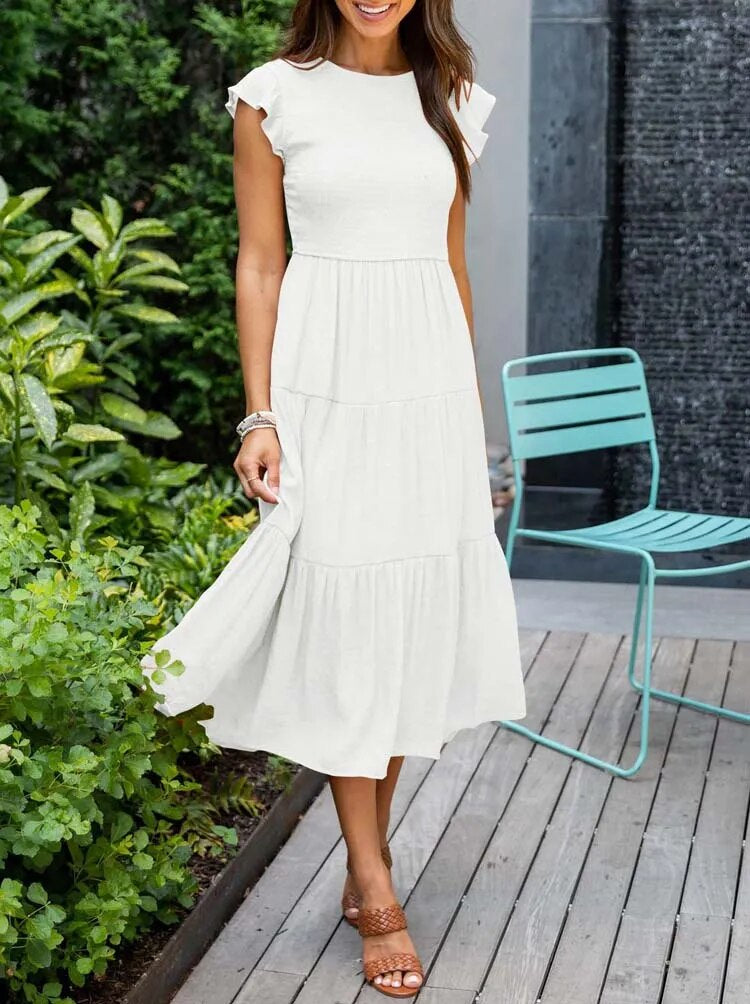 Damen Elegantes Rüschenkleid