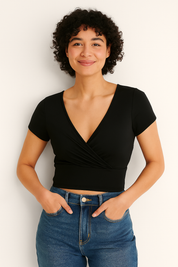 Schickes V-Ausschnitt Crop Top