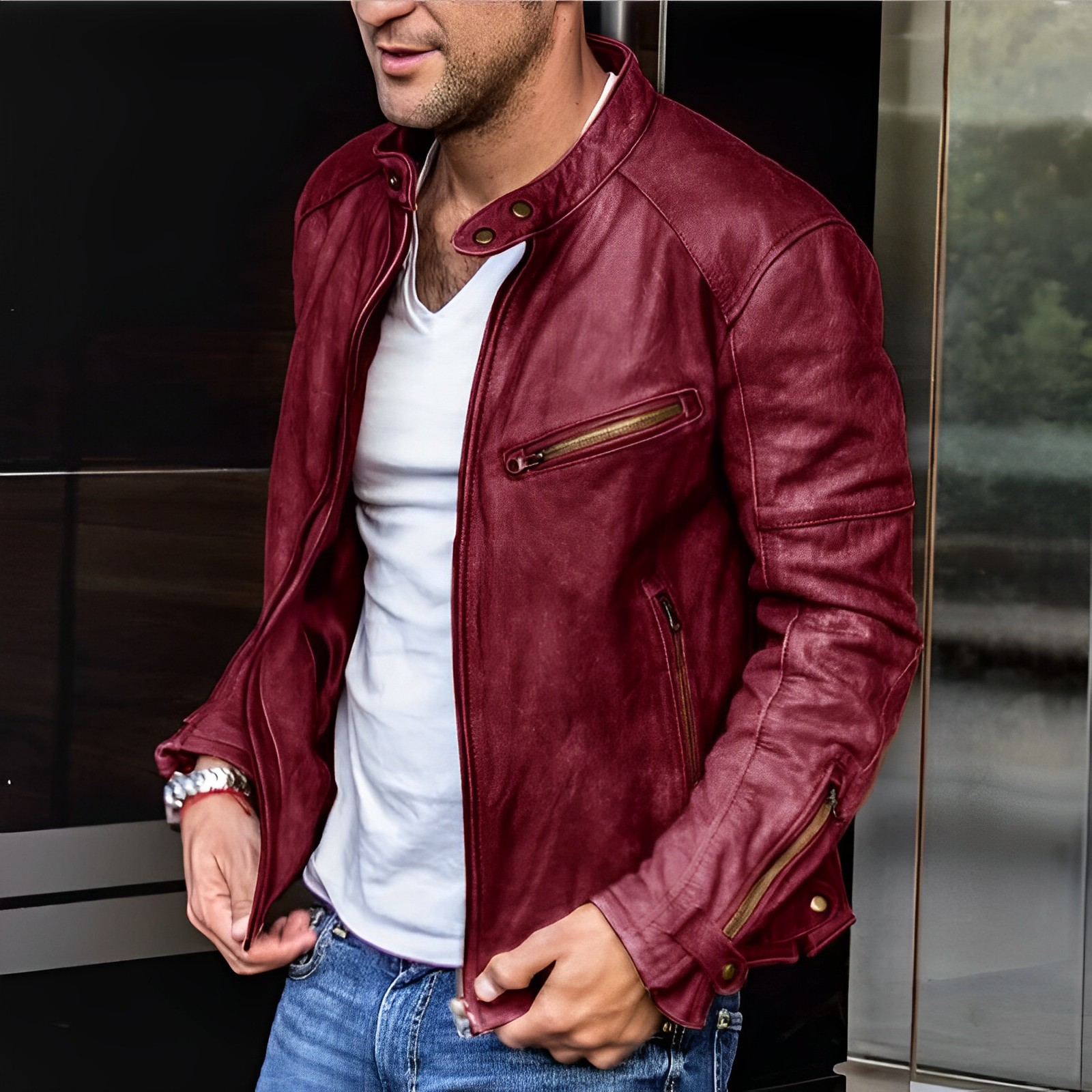 River Biker Lederjacke für Männer