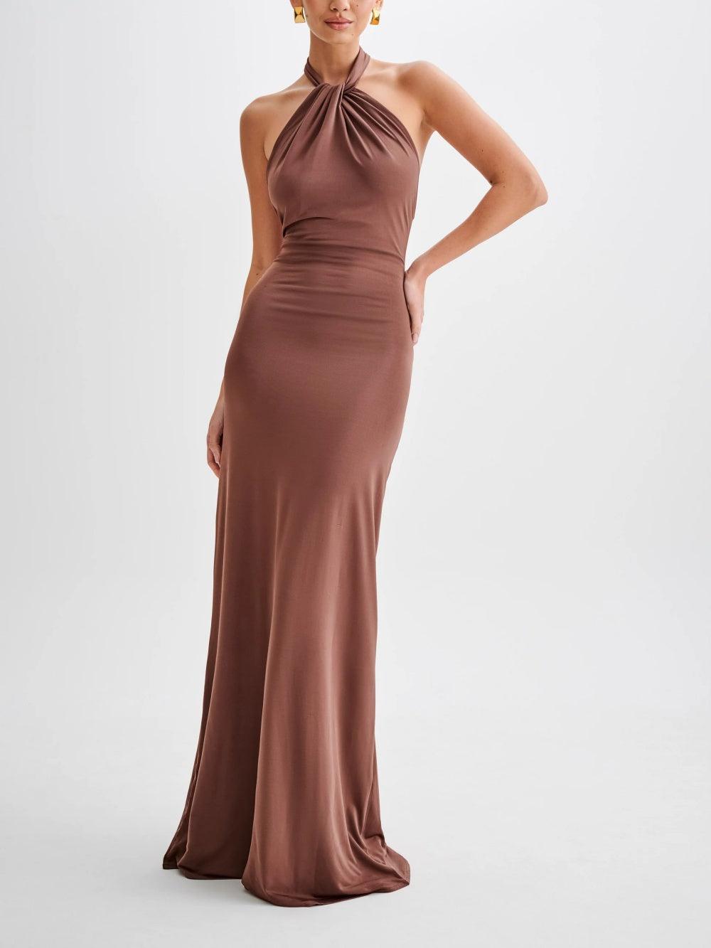 Slinky Neckholder Maxikleid