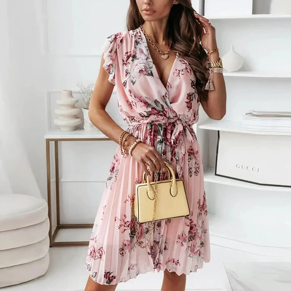 Plissiertes Blumen Sommerkleid