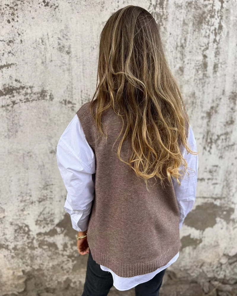 Strickpullover Weste mit V-Ausschnitt