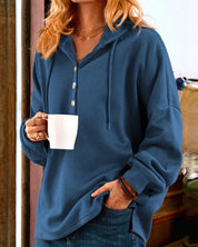 Damen Kapuzenpullover mit Knöpfen