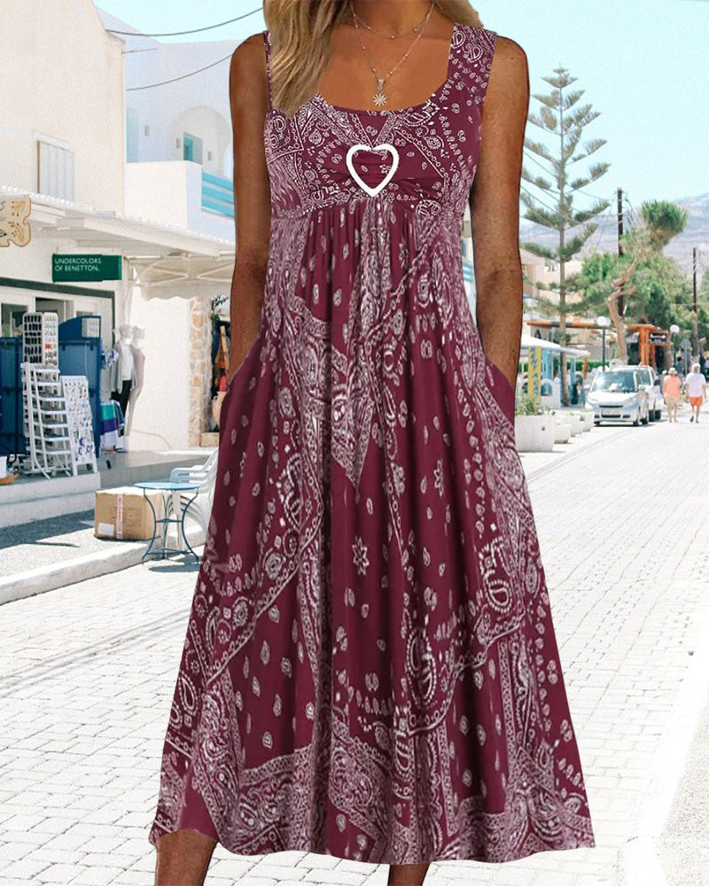 Fließendes ärmelloses Ibiza Kleid