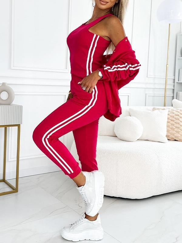 Dreiteiliges Set aus Top, Baseballjacke und hose