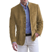 Herren Klassische Lederjacke mit Knopfverschluss