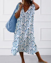 Blätterdruck Boho Midikleid
