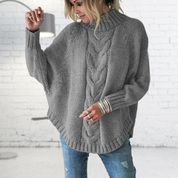 Strick Rollkragenpullover mit Batwing Ärmeln
