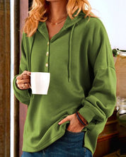Damen Kapuzenpullover mit Knöpfen