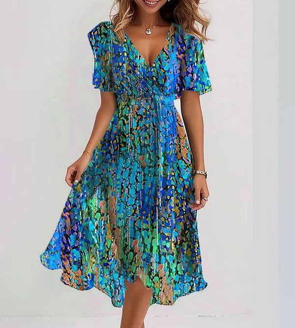 Elegantes Midikleid mit kurzen Armen