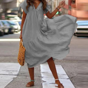 Maxi-Blusenkleid mit V-Ausschnitt und Rüschen
