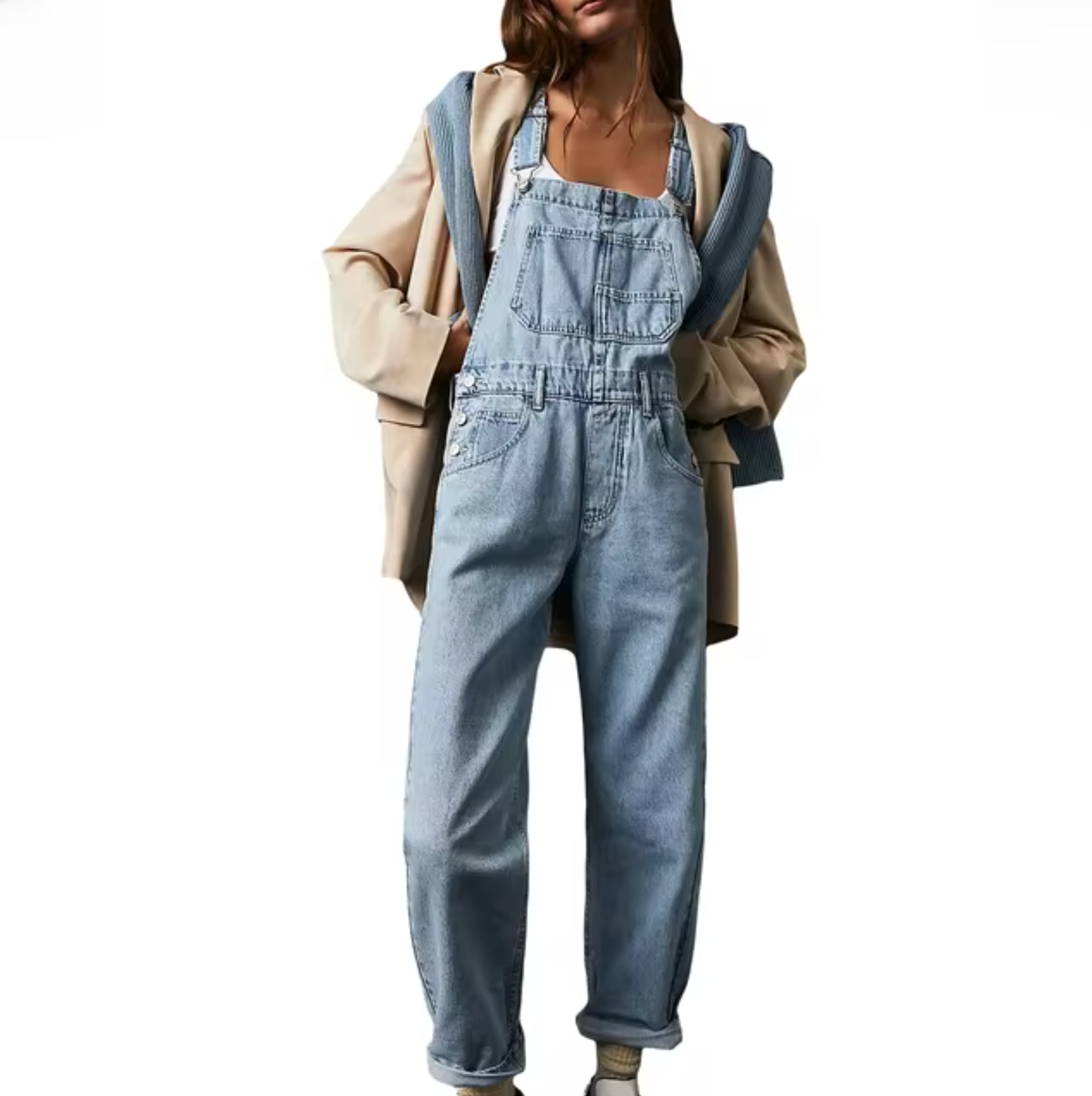 Lose Übergroße Denim-Overall