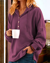 Damen Kapuzenpullover mit Knöpfen