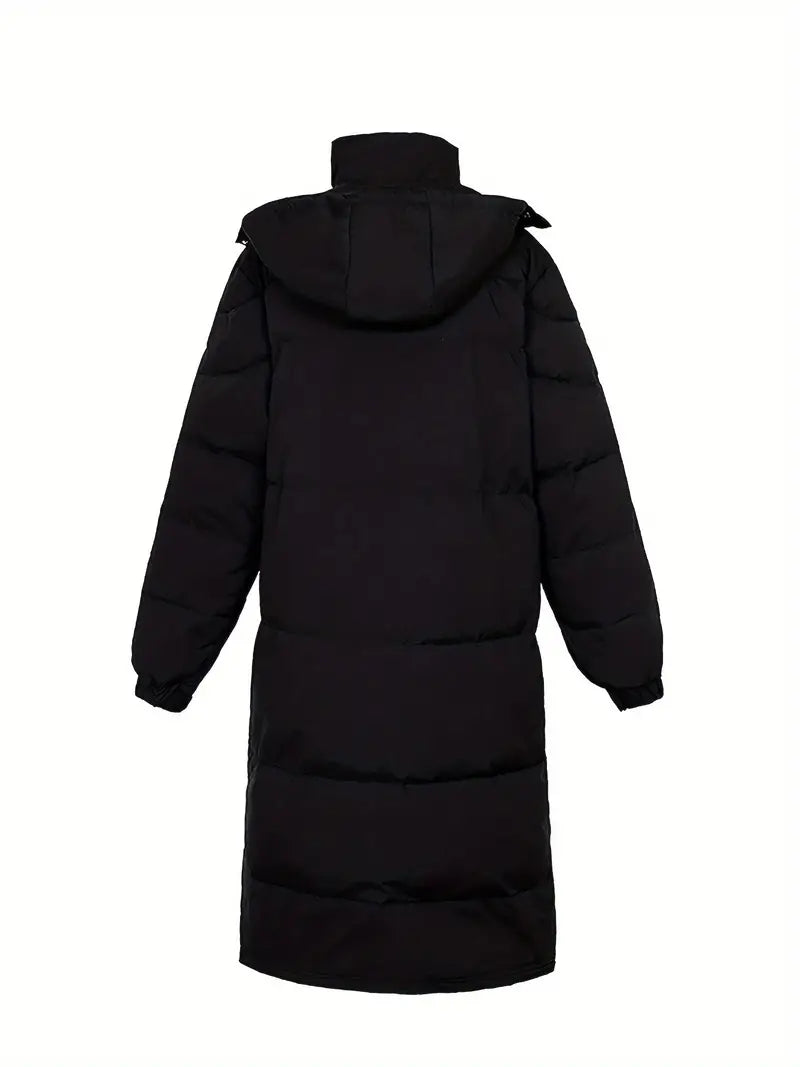 Lange Wattierte Steppjacke mit Kapuze
