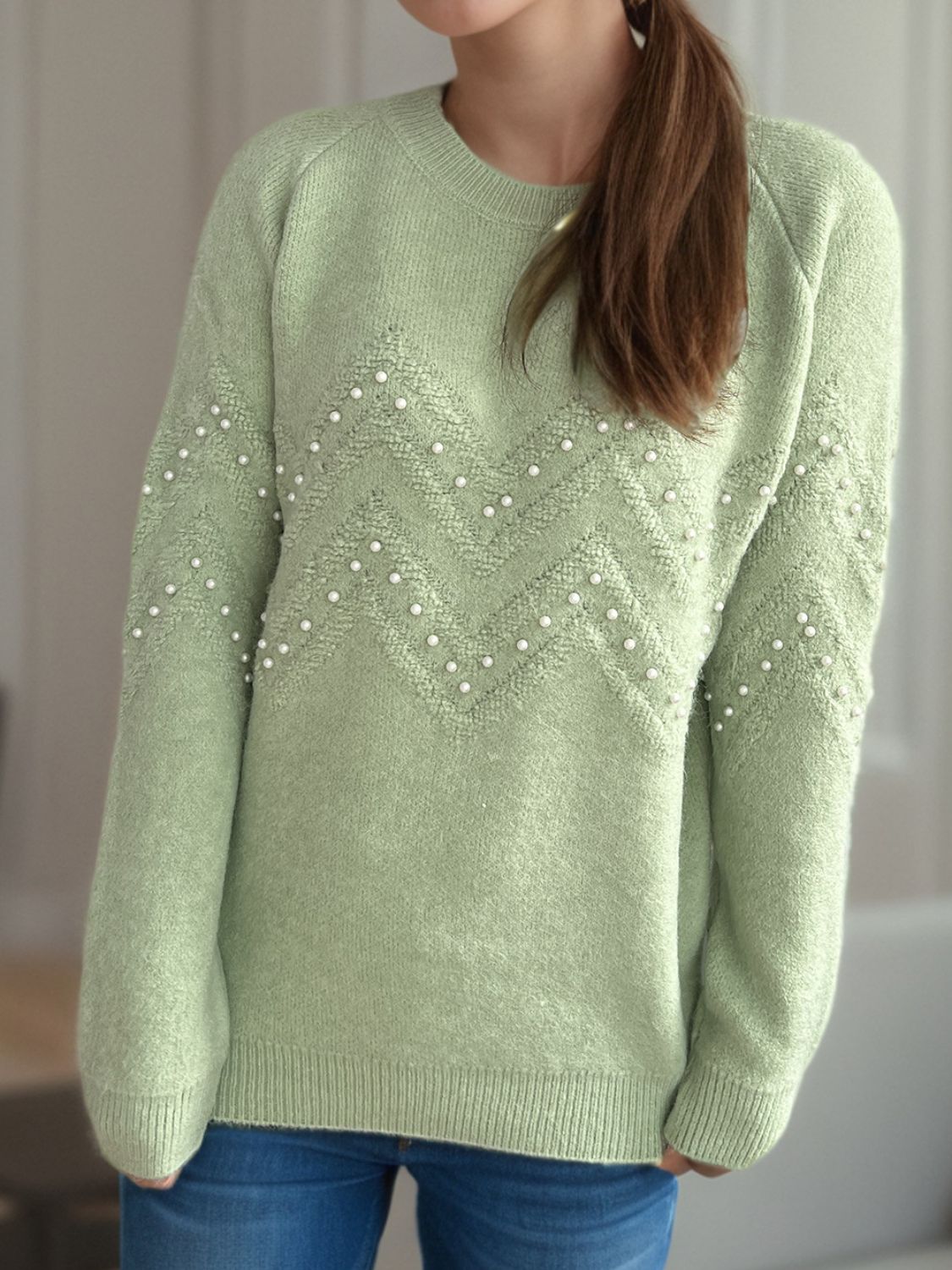 Damen Pullover mit Perlendetails