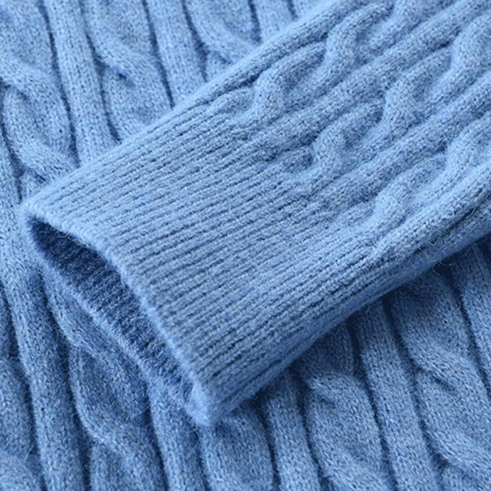 Strickpullover mit Zip-Up Stehkragen