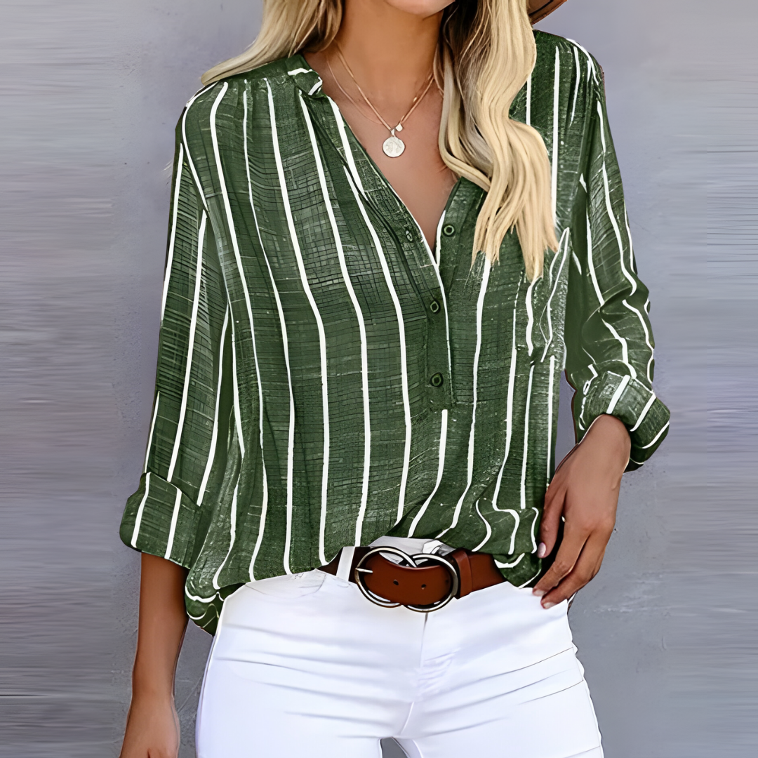 Moderne gestreifte Damenbluse mit Stil