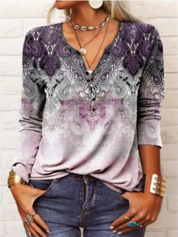 Retro Aztekenmuster Langarm Pullover