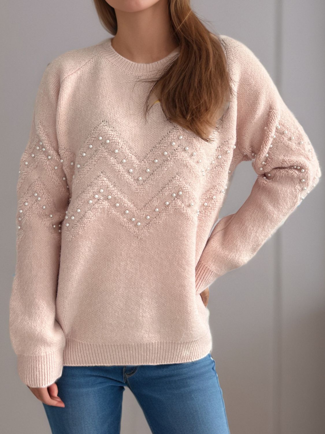 Damen Pullover mit Perlendetails