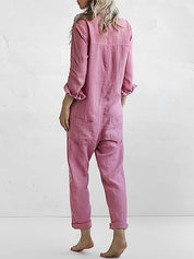 Geknöpfter langärmliger Jumpsuit