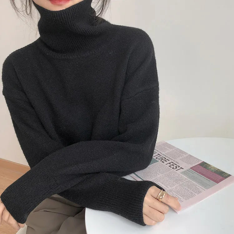 Damen Herbst und Winter Rollkragenpullover