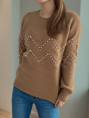 Damen Pullover mit Perlendetails