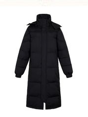 Lange Wattierte Steppjacke mit Kapuze