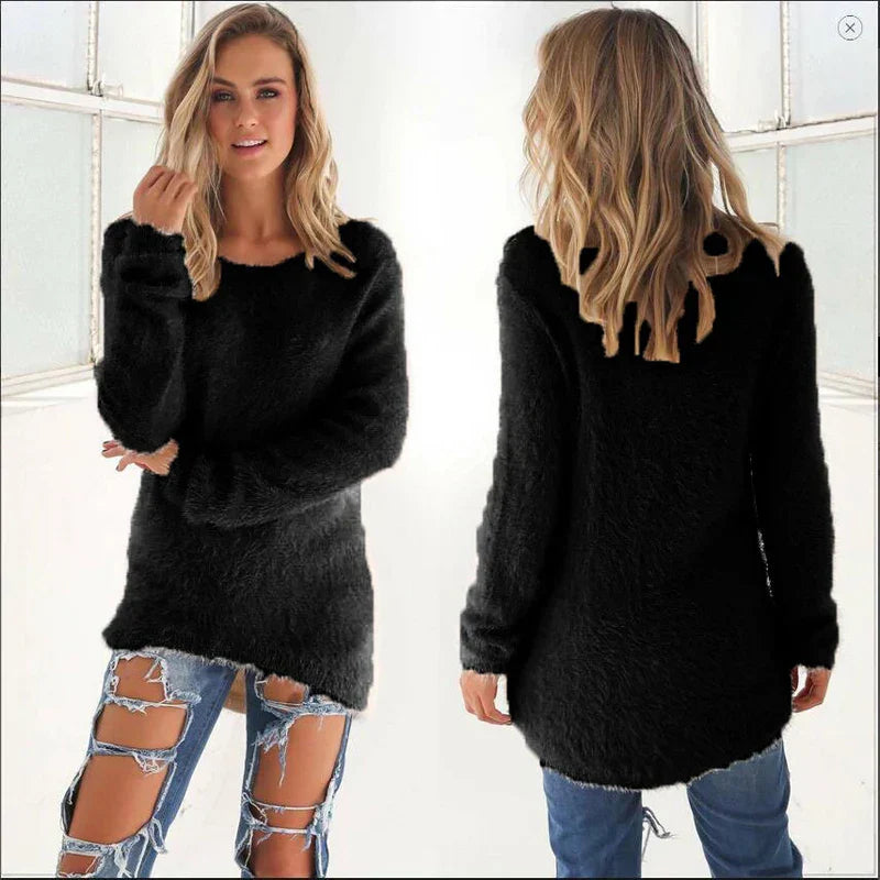 Damen langer Strickpullover