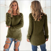 Damen langer Strickpullover