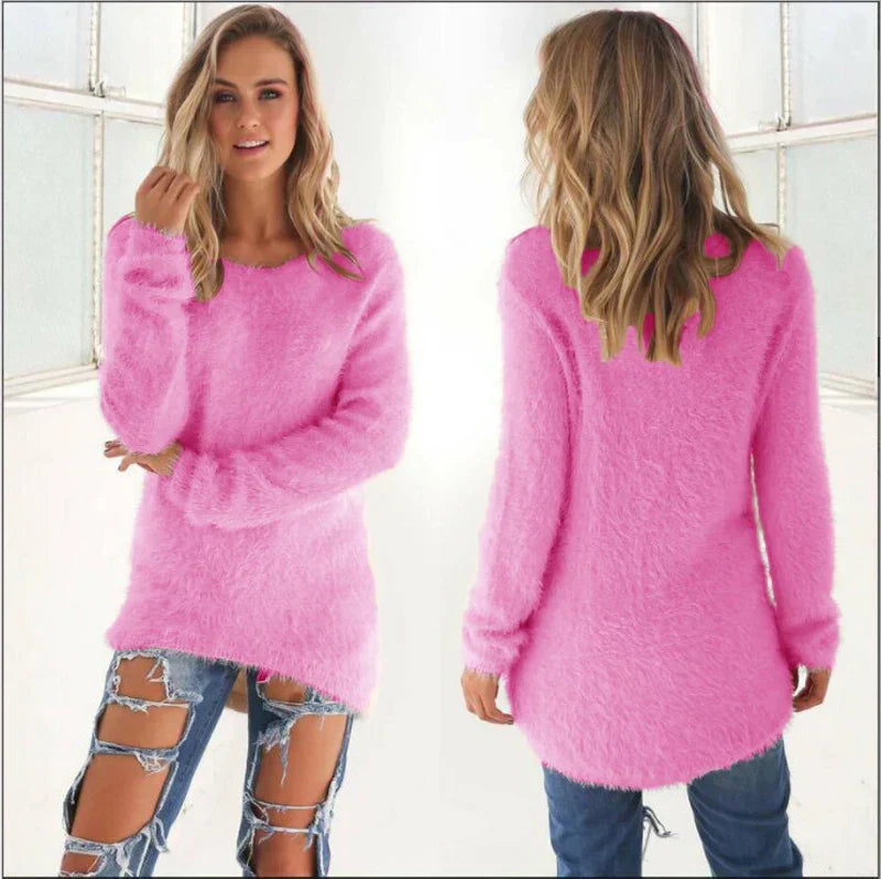 Damen langer Strickpullover