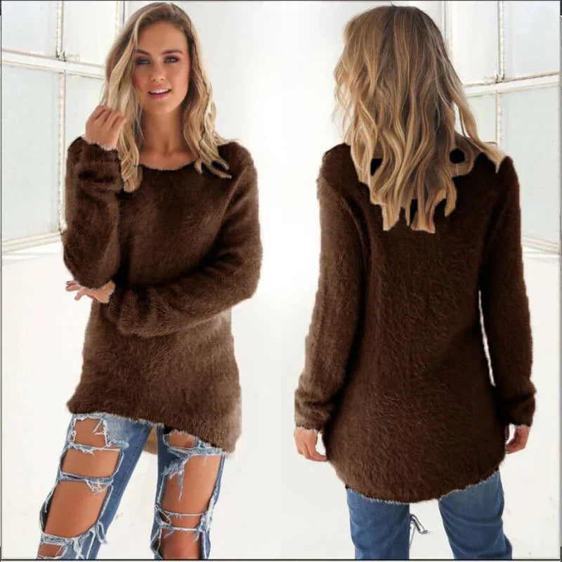 Damen langer Strickpullover