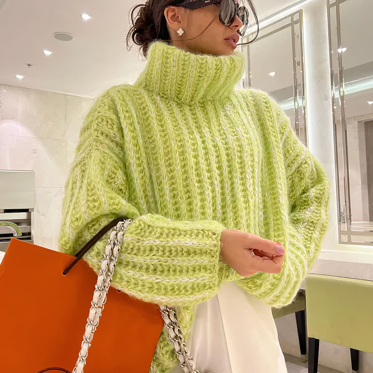 Oversize Strick Rollkragenpullover