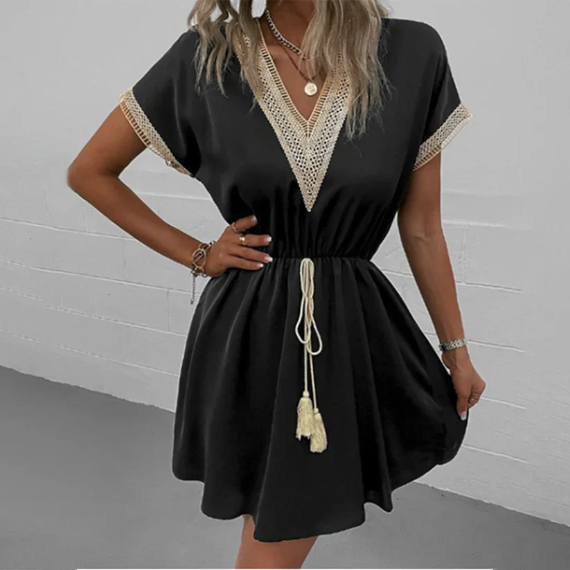 Boho Midikleid mit V-Ausschnitt