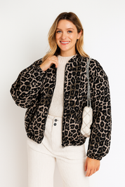 Leopardenmuster Gesteppte Bomberjacke